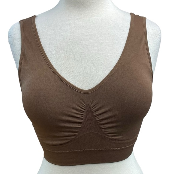 Rhonda Shear light brown knit Ahh Bra with removable pads large - Picture 1 of 9